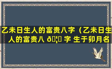 乙未日生人的富贵八字（乙未日生人的富贵八 🦈 字 生于卯月名利双收）